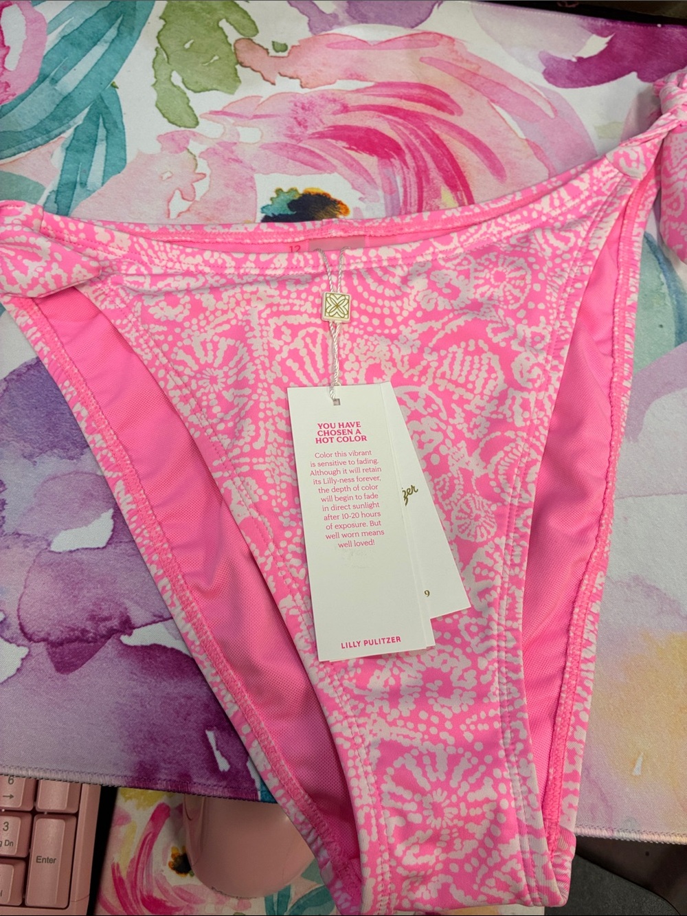 Lilly Pulitzer Pink and White Printed Bikini Bottom